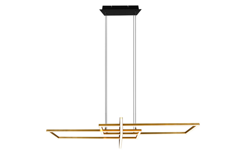HLW LED Dimbare LED Hanglamp 34W - Mat Zwart/Goud - Warm Wit 3000K - Aluminium