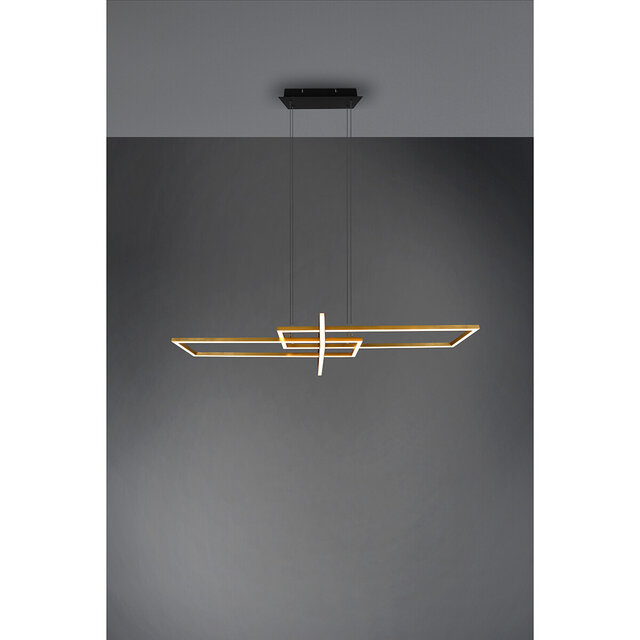 HLW LED Dimbare LED Hanglamp 34W - Mat Zwart/Goud - Warm Wit 3000K - Aluminium