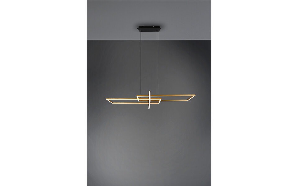 HLW LED Dimbare LED Hanglamp 34W - Mat Zwart/Goud - Warm Wit 3000K - Aluminium