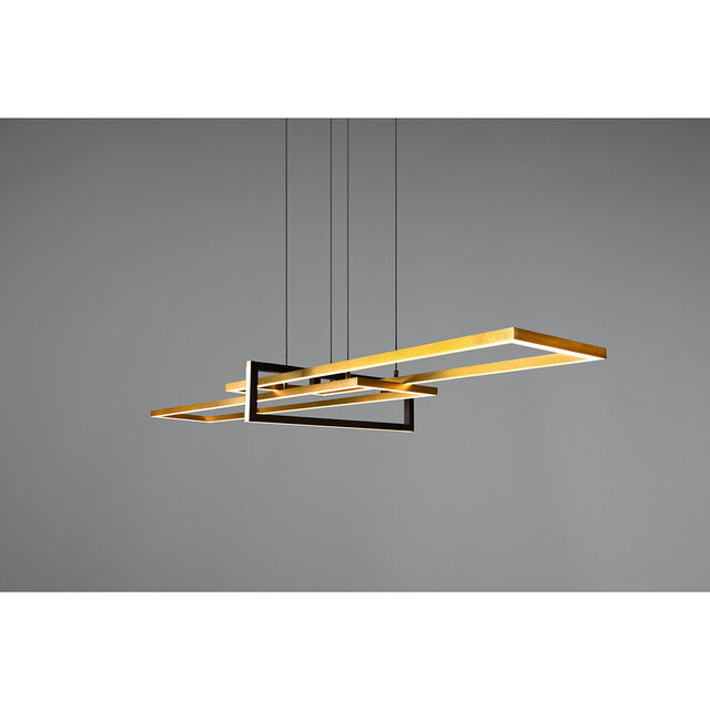 HLW LED Dimmable LED Pendant Light 34W - Matte Black/Gold - Warm White 3000K - Aluminum
