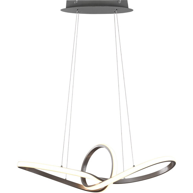 Ronde dimbare LED hanglamp 28W in mat nikkel met warm wit licht, modern design