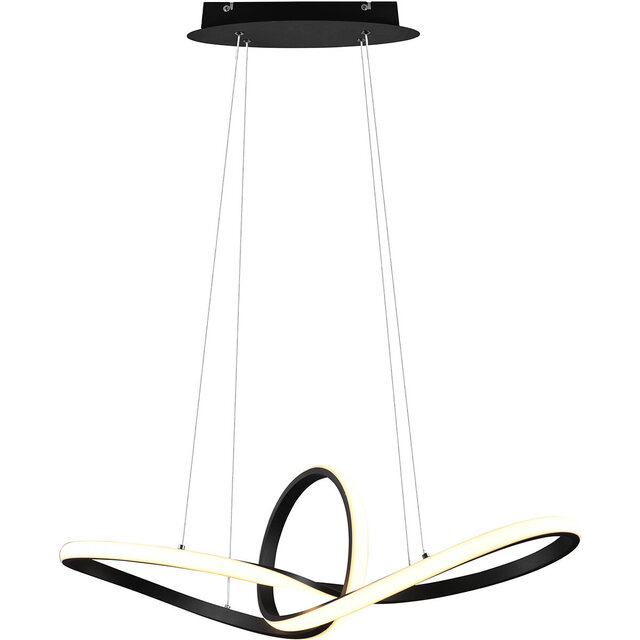 Ronde dimbare LED hanglamp 28W in mat zwart met warm wit licht 3000K modern design