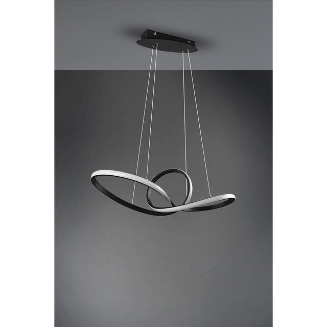 HLW LED LED Pendant Lamp 28W - Dimmable, Warm White 3000K - Matte Black & White Aluminum