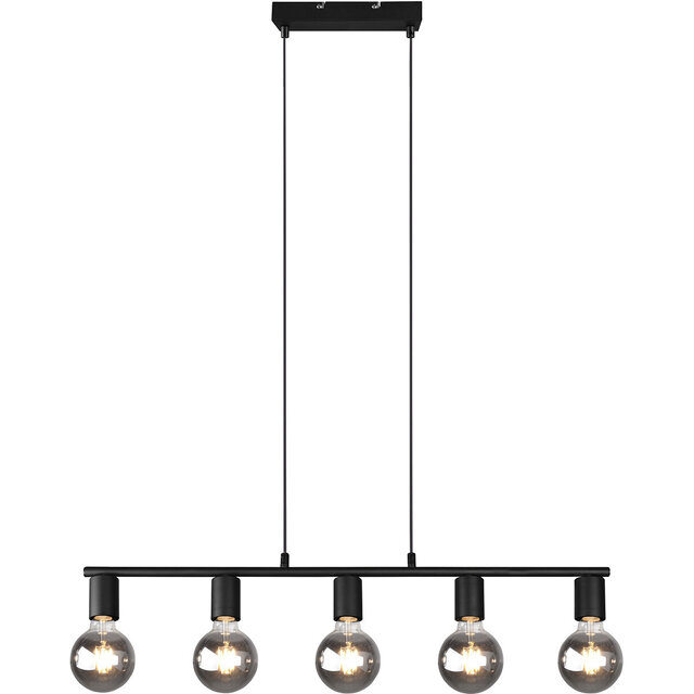 moderne mat zwarte LED hanglamp met 5 lichtpunten en E27 fittingen, 40W vermogen moderne mat zwarte LED hanglamp met 5 lichtpunten en E27 fittingen, 40W vermogen