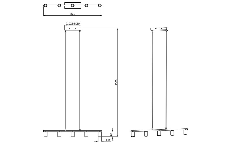 HLW LED Zwarte LED Hanglamp Trion Zuncka - 5-lichts, Rechthoekig, Mat Aluminium HLW LED Zwarte LED Hanglamp Trion Zuncka - 5-lichts, Rechthoekig, Mat Aluminium
