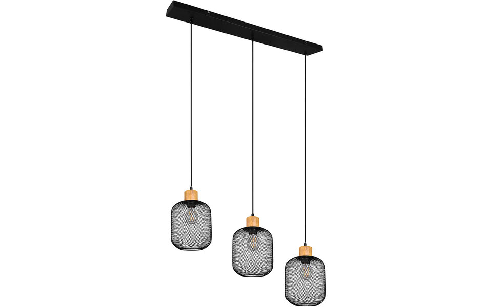 HLW LED Black LED Pendant Lamp Trion Kalim - 3 lights, E27 fitting, aluminum