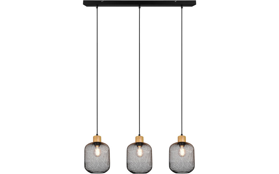 HLW LED Black LED Pendant Lamp Trion Kalim - 3 lights, E27 fitting, aluminum