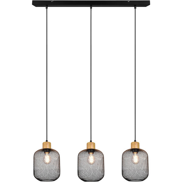 HLW LED Zwarte LED Hanglamp Trion Kalim - 3-lichts, E27 Fitting, Aluminium HLW LED Zwarte LED Hanglamp Trion Kalim - 3-lichts, E27 Fitting, Aluminium