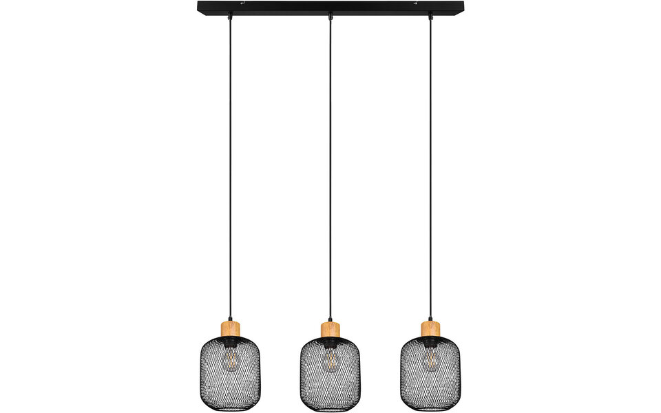 HLW LED Black LED Pendant Lamp Trion Kalim - 3 lights, E27 fitting, aluminum