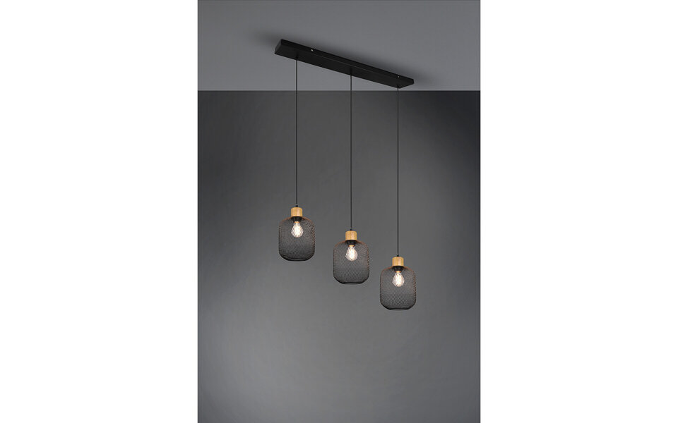 HLW LED Black LED Pendant Lamp Trion Kalim - 3 lights, E27 fitting, aluminum
