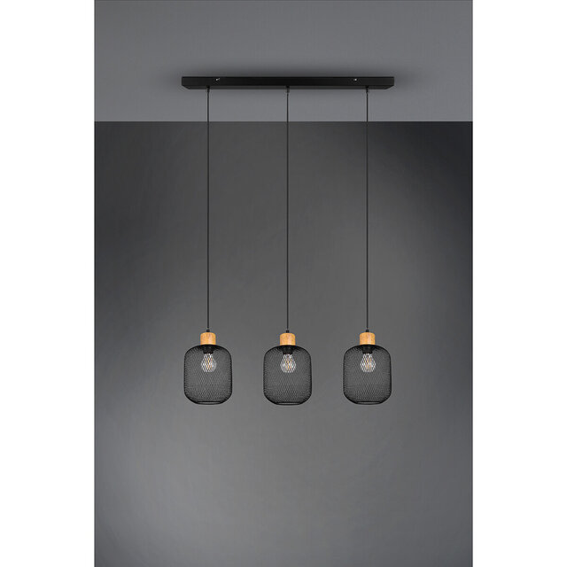 HLW LED Black LED Pendant Lamp Trion Kalim - 3 lights, E27 fitting, aluminum
