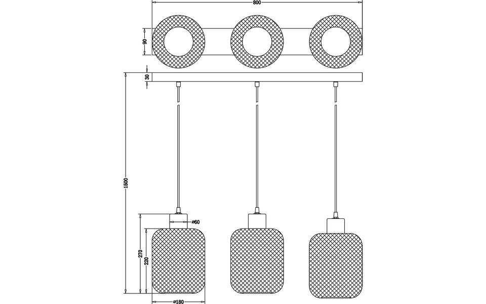 HLW LED Black LED Pendant Lamp Trion Kalim - 3 lights, E27 fitting, aluminum