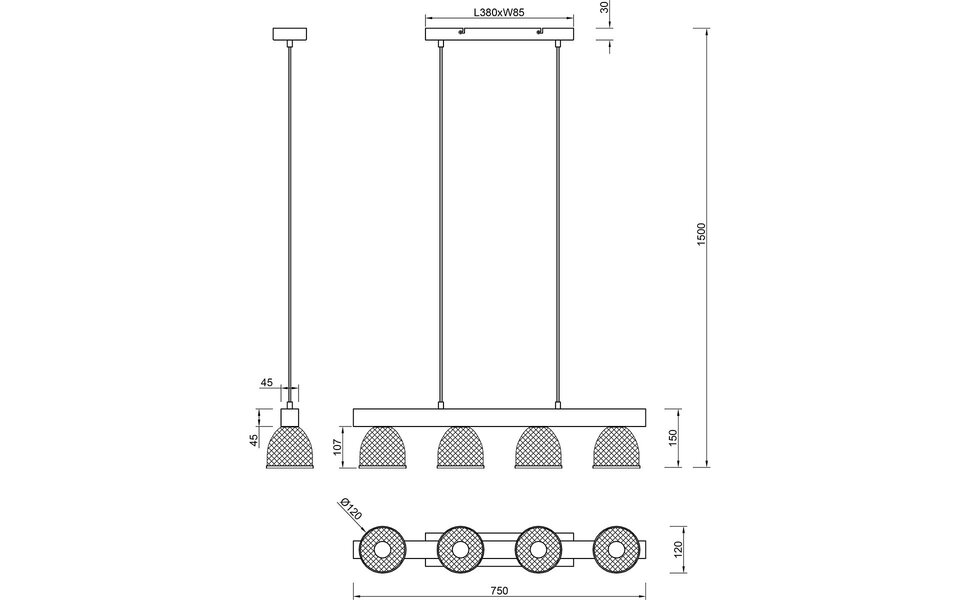 HLW LED LED Hanglamp Trion Cinao - 4-lichts Rond Aluminium, Antiek Nikkel, E14 HLW LED LED Hanglamp Trion Cinao - 4-lichts Rond Aluminium, Antiek Nikkel, E14