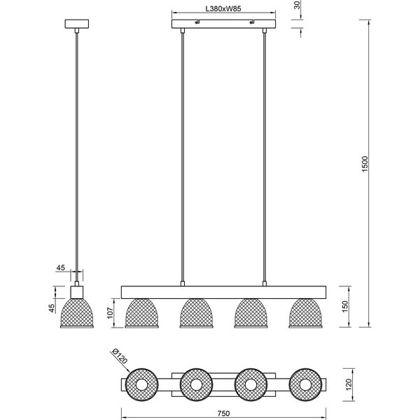 HLW LED LED Hanglamp Trion Cinao - 4-lichts Rond Aluminium, Antiek Nikkel, E14 HLW LED LED Hanglamp Trion Cinao - 4-lichts Rond Aluminium, Antiek Nikkel, E14