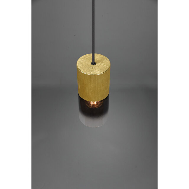 HLW LED Gold LED Pendant Lamp Trion Roba - Matte Gold Aluminum, Smoke Glass, E27 Fitting