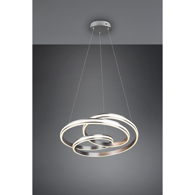 HLW LED Dimmable LED Pendant Lamp Trion Yarino 60W - Round, Matte Nickel, Aluminum
