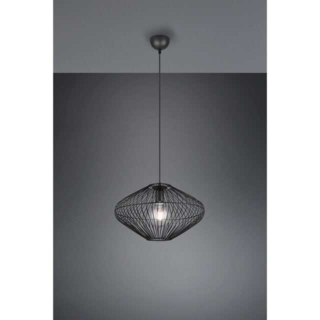 HLW LED Black LED Pendant Lamp Trion Caboli - Round, Matte Black Aluminum, E27 Fitting