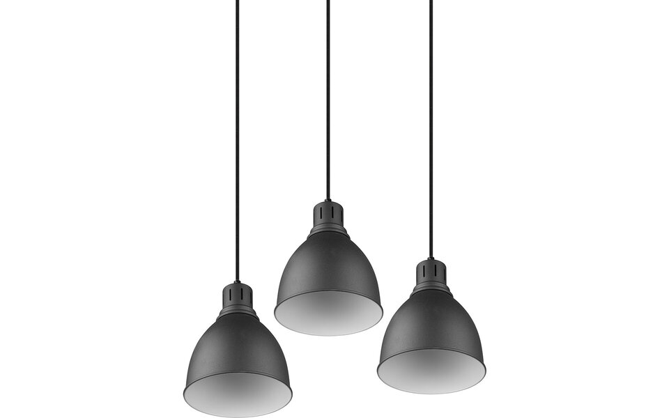 HLW LED Zwarte LED Hanglamp Trion Handoll - 3-lichts Rond, Mat Zwart Aluminium