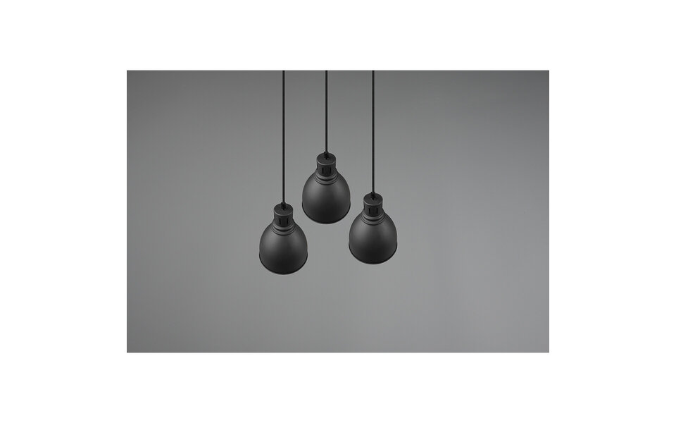 HLW LED Zwarte LED Hanglamp Trion Handoll - 3-lichts Rond, Mat Zwart Aluminium