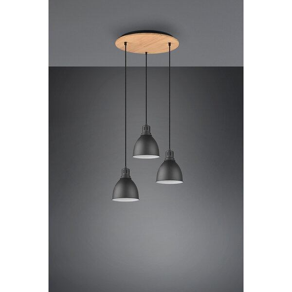 HLW LED Zwarte LED Hanglamp Trion Handoll - 3-lichts Rond, Mat Zwart Aluminium HLW LED Zwarte LED Hanglamp Trion Handoll - 3-lichts Rond, Mat Zwart Aluminium