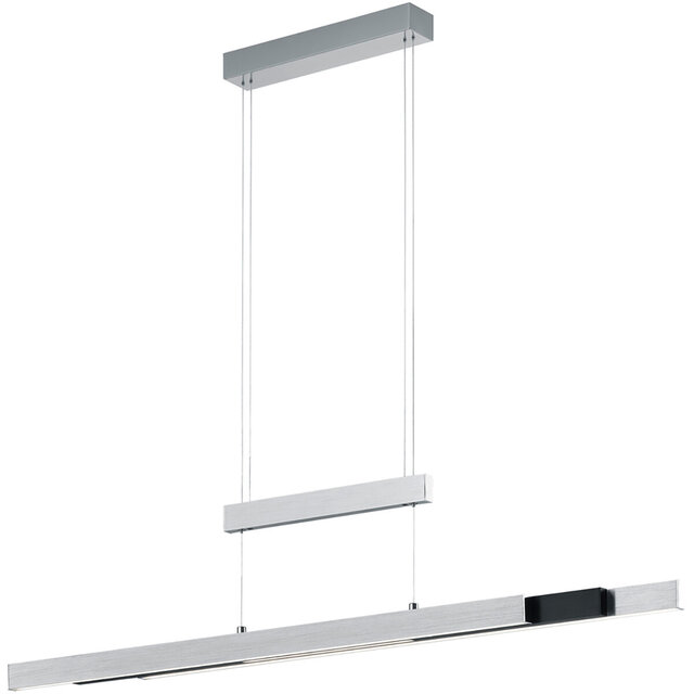 Moderne zilverkleurige LED hanglamp 45W met up & down verlichting en geborsteld metalen afwerking