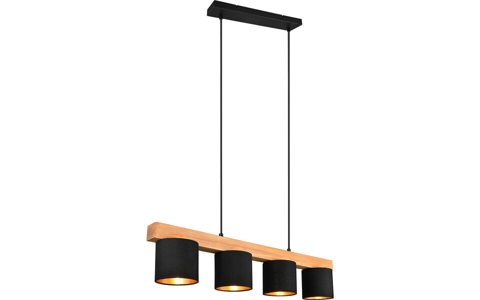 HLW LED Stylish LED Pendant Lamp Wood Matte Black/Gold - 4-Light E14 Fitting - Trion Camo HLW LED Stylish LED Pendant Lamp Wood Matte Black/Gold - 4-Light E14 Fitting - Trion Camo