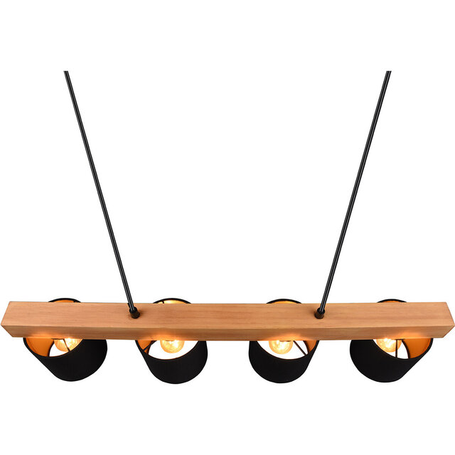 HLW LED Stylish LED Pendant Lamp Wood Matte Black/Gold - 4-Light E14 Fitting - Trion Camo HLW LED Stylish LED Pendant Lamp Wood Matte Black/Gold - 4-Light E14 Fitting - Trion Camo