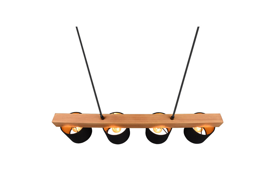 HLW LED Stylish LED Pendant Lamp Wood Matte Black/Gold - 4-Light E14 Fitting - Trion Camo HLW LED Stylish LED Pendant Lamp Wood Matte Black/Gold - 4-Light E14 Fitting - Trion Camo