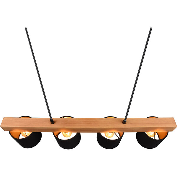 HLW LED Stijlvolle LED Hanglamp Hout Mat Zwart/Goud - 4-Lichts E14 Fitting - Trion Camo HLW LED Stijlvolle LED Hanglamp Hout Mat Zwart/Goud - 4-Lichts E14 Fitting - Trion Camo