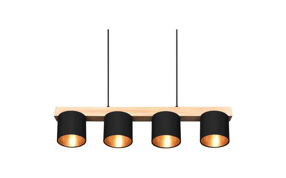 HLW LED Stylish LED Pendant Lamp Wood Matte Black/Gold - 4-Light E14 Fitting - Trion Camo HLW LED Stylish LED Pendant Lamp Wood Matte Black/Gold - 4-Light E14 Fitting - Trion Camo