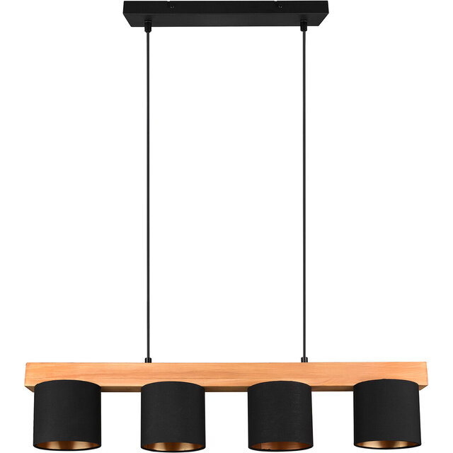 HLW LED Stylish LED Pendant Lamp Wood Matte Black/Gold - 4-Light E14 Fitting - Trion Camo HLW LED Stylish LED Pendant Lamp Wood Matte Black/Gold - 4-Light E14 Fitting - Trion Camo