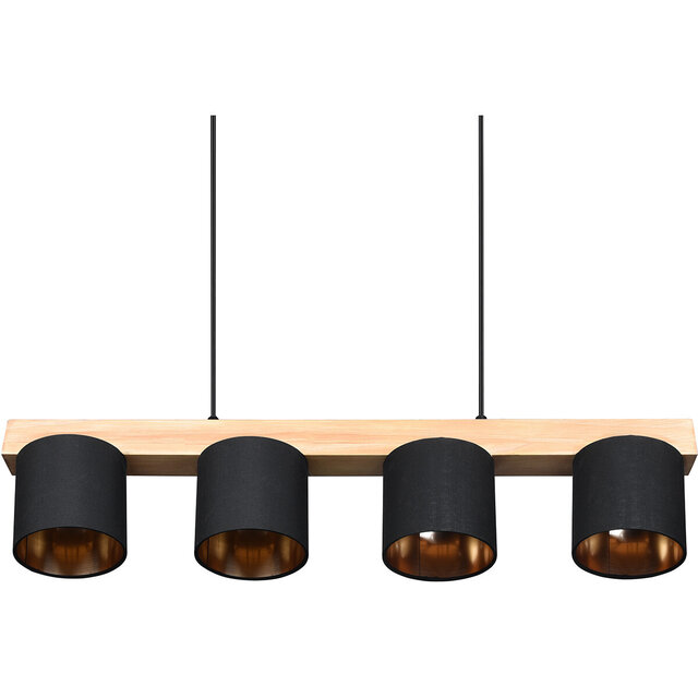 HLW LED Stylish LED Pendant Lamp Wood Matte Black/Gold - 4-Light E14 Fitting - Trion Camo HLW LED Stylish LED Pendant Lamp Wood Matte Black/Gold - 4-Light E14 Fitting - Trion Camo