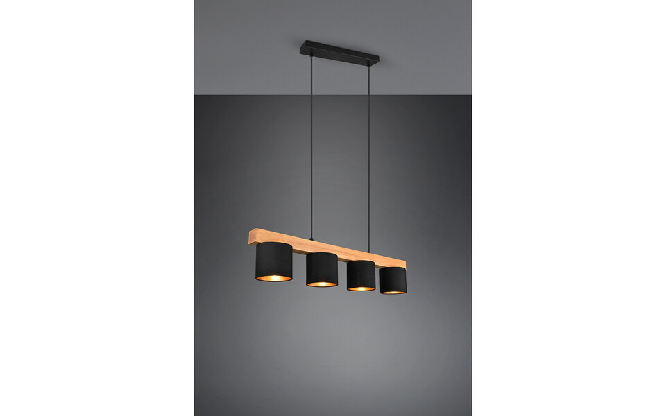 HLW LED Stylish LED Pendant Lamp Wood Matte Black/Gold - 4-Light E14 Fitting - Trion Camo HLW LED Stylish LED Pendant Lamp Wood Matte Black/Gold - 4-Light E14 Fitting - Trion Camo