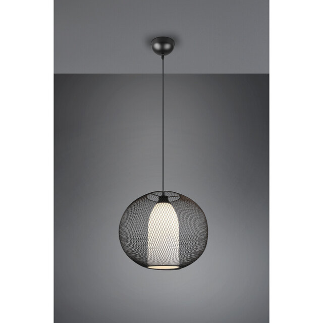 HLW LED Black LED Pendant Lamp Trion Filtran - Matte Black Aluminum, Round, E27 Fitting