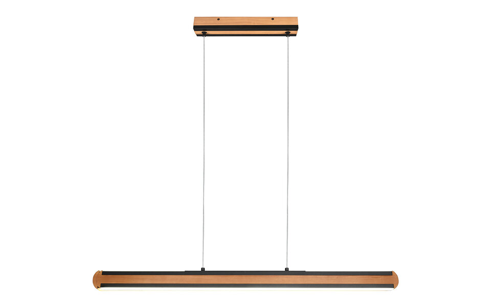 HLW LED Stijlvolle Zwarte LED Hanglamp Hout 42W - Aanpasbare Kleur & Up & Down Licht