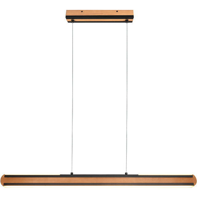 HLW LED Stijlvolle Zwarte LED Hanglamp Hout 42W - Aanpasbare Kleur & Up & Down Licht