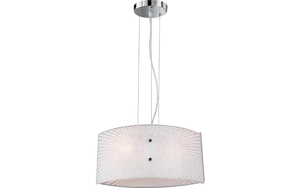 HLW LED LED Pendant Lamp Trion Elize - 2-light E27 fitting, Matte Chrome, Aluminum & Clear Glass