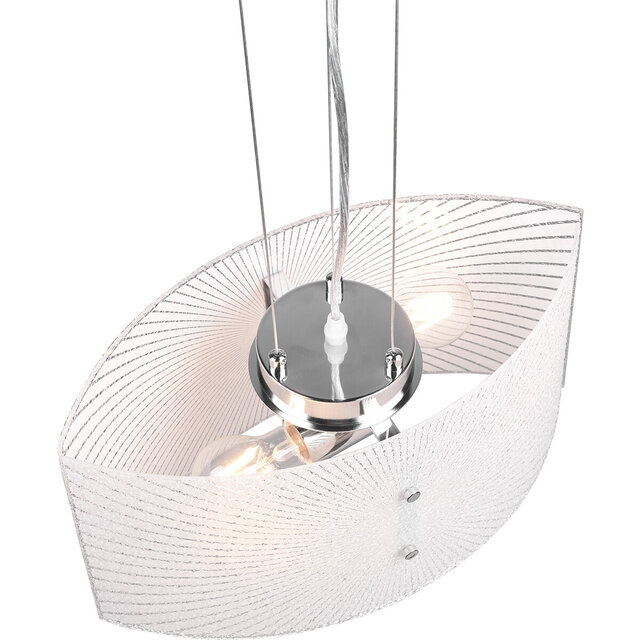 HLW LED LED Pendant Lamp Trion Elize - 2-light E27 fitting, Matte Chrome, Aluminum & Clear Glass