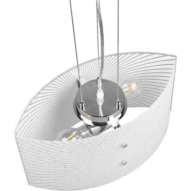 HLW LED LED Pendant Lamp Trion Elize - 2-light E27 fitting, Matte Chrome, Aluminum & Clear Glass