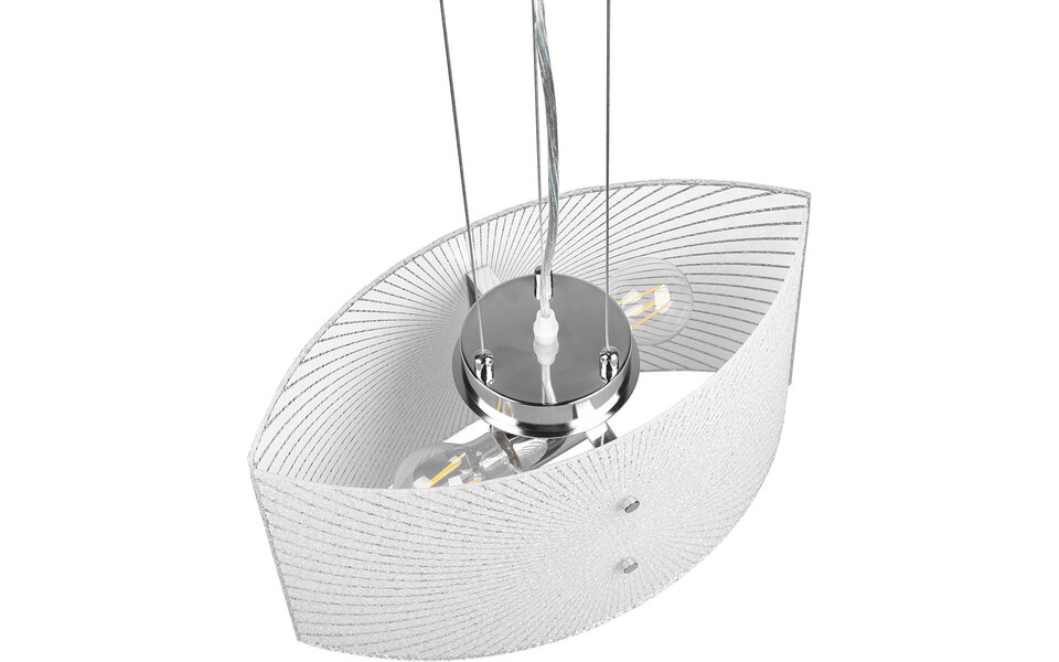 HLW LED LED Pendant Lamp Trion Elize - 2-light E27 fitting, Matte Chrome, Aluminum & Clear Glass
