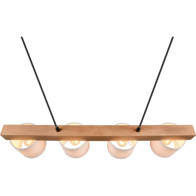 HLW LED Stijlvolle LED Hanglamp Hout & Witte LED Hanglamp - Trion Camo 4-lichts