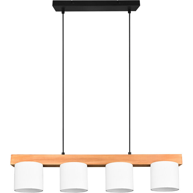 HLW LED Stijlvolle LED Hanglamp Hout & Witte LED Hanglamp - Trion Camo 4-lichts