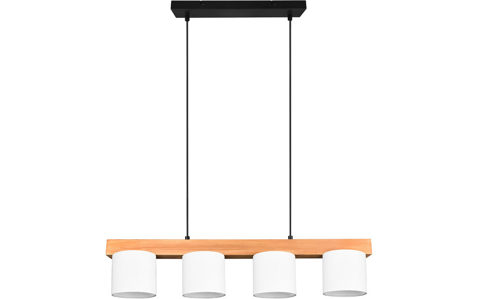 HLW LED Stijlvolle LED Hanglamp Hout & Witte LED Hanglamp - Trion Camo 4-lichts