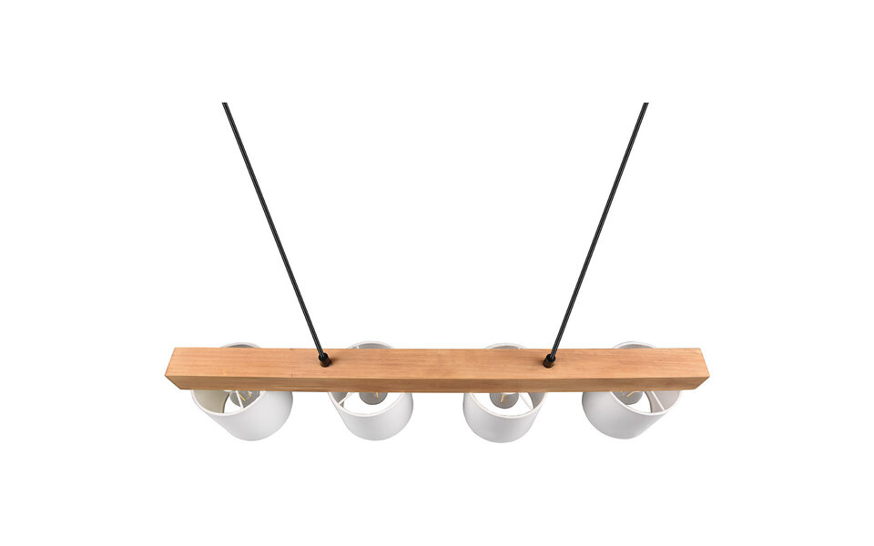 HLW LED Stijlvolle LED Hanglamp Hout & Witte LED Hanglamp - Trion Camo 4-lichts