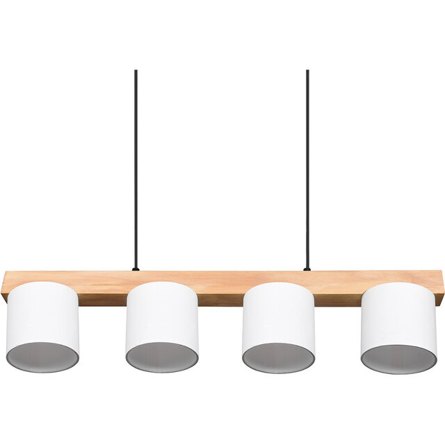 HLW LED Stijlvolle LED Hanglamp Hout & Witte LED Hanglamp - Trion Camo 4-lichts