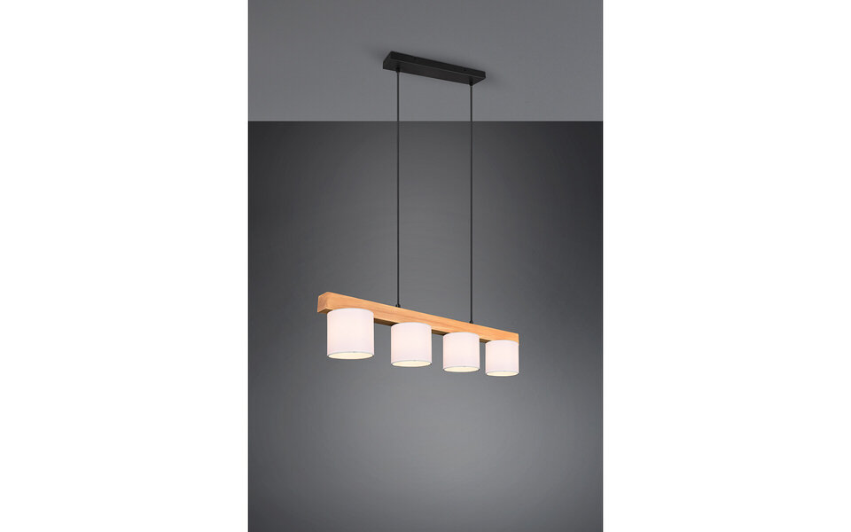 HLW LED Stijlvolle LED Hanglamp Hout & Witte LED Hanglamp - Trion Camo 4-lichts