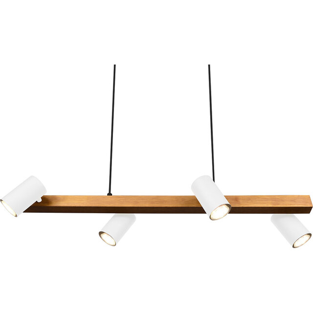 HLW LED LED Hanglamp Trion Milona - Witte LED Hanglamp met 4 lichtpunten, mat bruin/wit