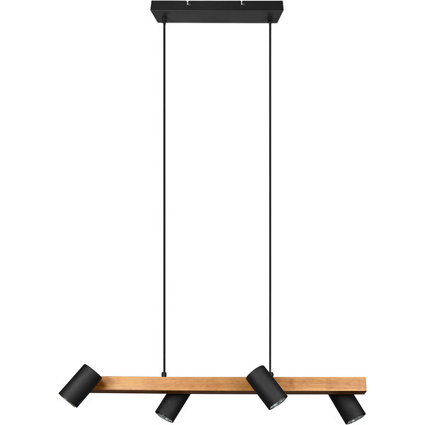 HLW LED LED Hanglamp Trion Milona - Zwarte LED Hanglamp, 4-lichts, GU10 fitting, modern design