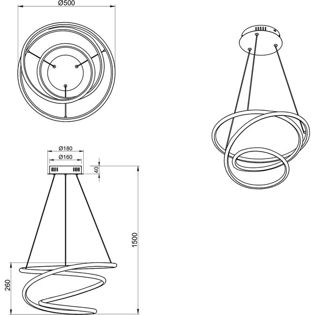 HLW LED Trion Bilona Dimmable LED Pendant Lamp 36W - White LED Lamp 4000K Neutral White