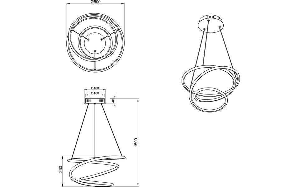 HLW LED Dimmable 36W LED Pendant Lamp - White LED Lamp with Natural Neutral White Light